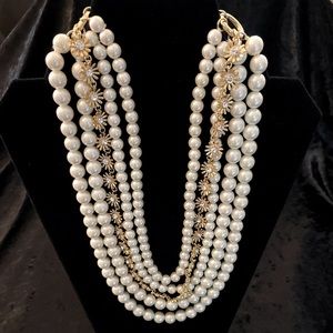 Pearl & Crystal Multi-strand Necklace Holiday Formal